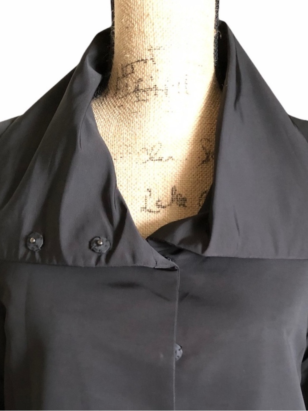 Rafaella Black Jacket Oversized Collar 3/4 Sleeves Side Pockets Small - Picture 3 of 15